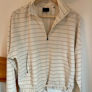Prana White and Gray Striped Top